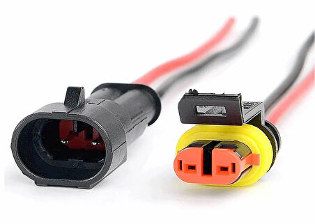 2 Pin Kablolu Su Geçirmez Konnektör Çift IP65 200mm Kilitli Erkek Dişi Kolay Bağlantı Soketi