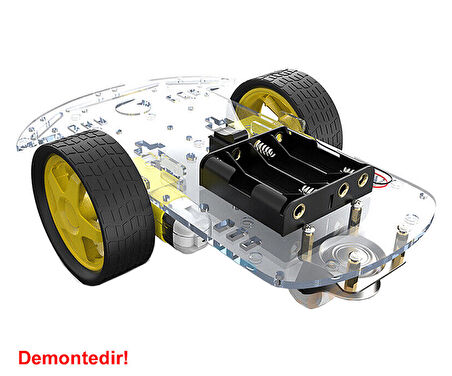Demonte 2WD Akıllı Robot Araba Şasi Kiti DIY Pleksi Tekerlek Motor Çizgi İzleyen Engelden Kaçma