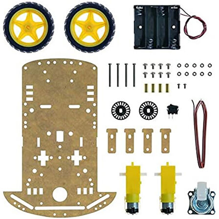 Demonte 2WD Akıllı Robot Araba Şasi Kiti DIY Pleksi Tekerlek Motor Çizgi İzleyen Engelden Kaçma