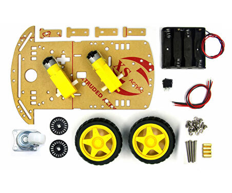 Demonte 2WD Akıllı Robot Araba Şasi Kiti DIY Pleksi Tekerlek Motor Çizgi İzleyen Engelden Kaçma