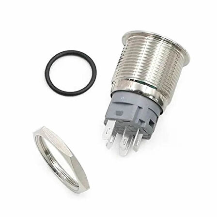 16mm Metal Buton Beyaz Power Sembol Led Işıklı Panel Montaj Düz Kafa Kilitlemeli DC 6A 12V IP67 Düğm