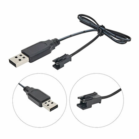 3.7V / 3.6V Lityum Pil Usb Şarj Kablosu JST SM-2P Soket Lipo Batarya RC Quadcopter Drone Helikopter