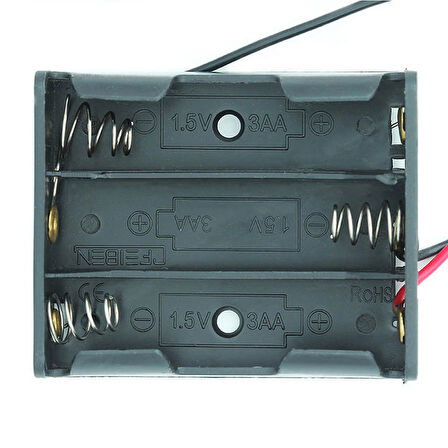 3lü AAA Pil Kutusu Yuvası İnce Küçük Tip 3 Tane 1.5V Pil DC 4.5V Plastik Pil Tutucu 14cm Kablo