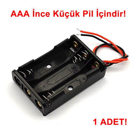 3lü AAA Pil Kutusu Yuvası İnce Küçük Tip 3 Tane 1.5V Pil DC 4.5V Plastik Pil Tutucu 14cm Kablo