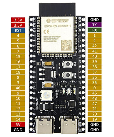 ESP32-S3-DevKitC-1 N16R8 Wifi Bluetooth 5 Modül Geliştirme Kartı ESP32-S3-N16R8 32 Bit Çift Çekirdek