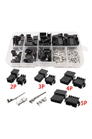 JST SM Konnektör Set 200 Parça Set Kutulu 2 3 4 5 Pin Erkek Dişi Terminal Konnektör Sıkmalı Pin