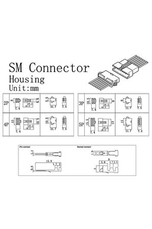 JST SM Konnektör Set 200 Parça Set Kutulu 2 3 4 5 Pin Erkek Dişi Terminal Konnektör Sıkmalı Pin