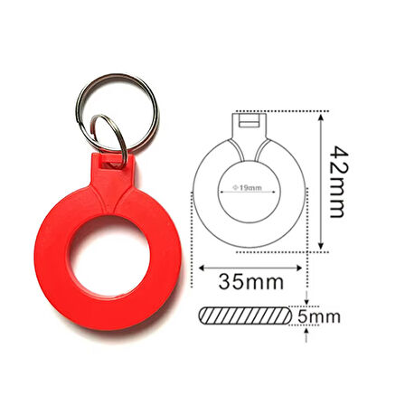 13.56Mhz RFID Halka Tip Tag Kırmızı Nfc UID Kimlik No Değiştirilebilir Etiket Anahtarlık Manyetik Ka