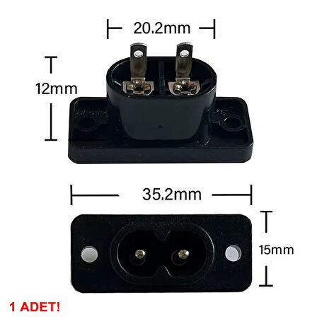 220V 5A AC Dişi Power Giriş Soketi C7 2 Pin Panel Montaj Tip Elektrik Güç Kablo Bağlantı Konnektörü