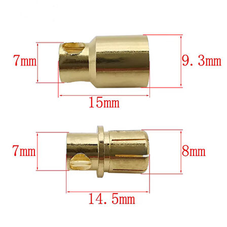 8mm Altın Kaplama Banana Dişi Erkek Soket 120A Pil Batarya Lion Bullet Plug Kablo Konnektör ESC Moto