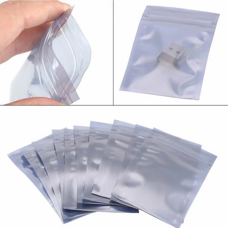Kilitli Antistatik Poşet 8x12cm 100 Adet Şeffaf Su Toz Geçirmez Koruyucu Esd Metalize Torba Çanta
