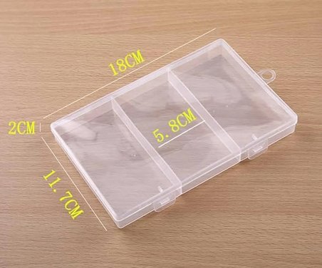 3 Bölmeli Şeffaf Plastik Organizer Kutu 17.5x11x2cm Elektronik Komponent Vida Direnç Saklama Kutusu