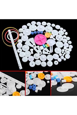 85 Parça Plastik Dişli Seti (oyuncak - Tekerlek - Mil - Çark)