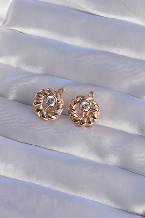XUPİNG Rose Renk Oval Zirkon Taşlı Burgu Model Küpe 5886