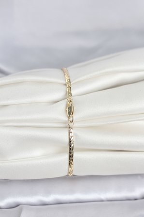 CM 14K Gold Renk Yassı Ezme Zincir Model Kadın Bileklik 5886
