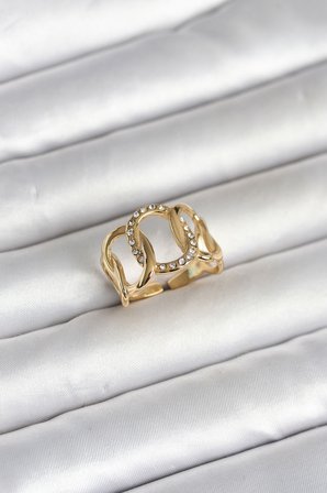 316L Çelik Gold Renk Samanyolu Model Kadın Yüzük 5886