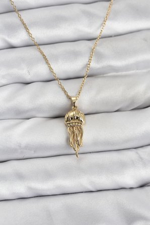316L Çelik Zincir Gold Renk Deniz Anası Model Zirkon Taşlı Kadın Kolye 5886