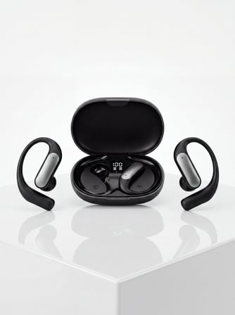 Kulak Kancalı Kablosuz Bluetooth Kulaklık Dijital Göstergeli Şarj Kutulu