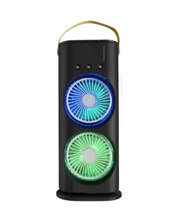 USB Şarjlı Çift Başlıklı Buharlı Masaüstü Fan Sessiz Serinletici Işıklı 
