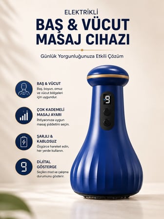 Elektrikli Masaj Cihazı Baş Vücut Kullanımına Uygun