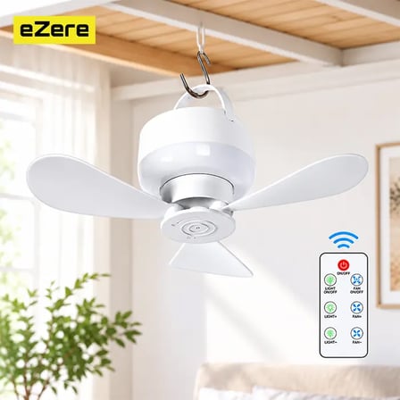 Ezere AeroSnap LED Kamp Tavan Fanı ve Taşınabilir Şarjlı Tavan Vantilatörü-(5