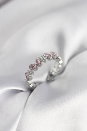 Pembe Zirkon Taşlı Kelebek Model Kadın Yüzük 5886
