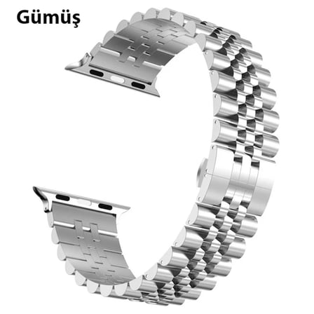 Ally Apple Watch 7-8 41mm 6-5-4 40mm Kayış Kordon Paslanmaz Çelik 3-2-1 38mm-(577