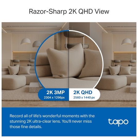 TP-LINK Tapo TC72 (C220) 2K QHD 40Mpix İç Mekan WiFi 9Mt. Gece Görüşü 360 Dön