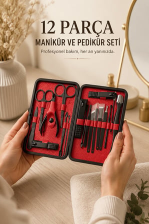 Paslanmaz Çelik Uçlu 17 Parça Profesyonel Manikür ve Pedikür Seti