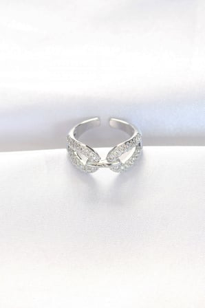 Zirkon Taşlı Silver Renk Ayarlanabilir Yüzük 5886
