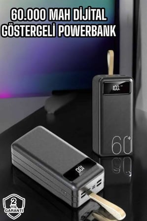 Powerbank 60.000 Mah Hızlı Şarj 4 Çıkışlı Uzun Şarj Süreli Dijital Göster