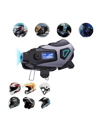 Kask İçi Kablosuz Kulaklık Kamera Fonksiyonlu IPX8 Su Geçirmez ve LED Ekranlı