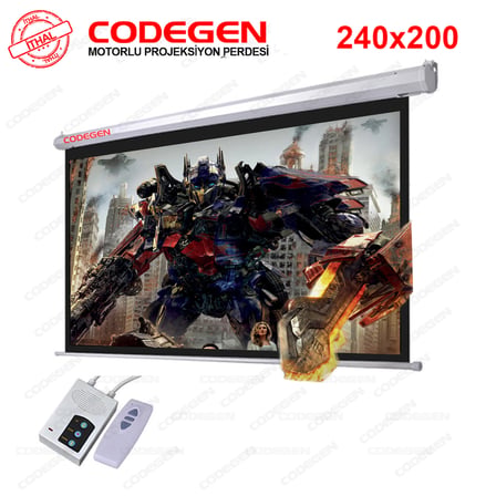 Codegen EX-24 MOTORLU PROJEKSİYON PERDESİ 240x200 Elektrikli Uzaktan Kumandalı (A