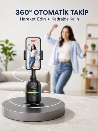 Yapay Zeka Destekli Yüz Takip Özellikli 360 Derece Dönen Masaüstü Telefon Sabit