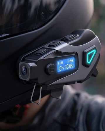 Kask İçi Bluetooth Kulaklık Kamera ve Fener Özellikli Su Geçirmez Dayanıklı T