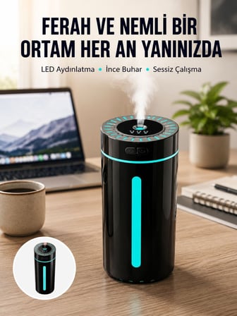 Ultrasonik Nemlendirici LED Işıklı Aromaterapi Difüzör Sessiz Çalışma Yeni N