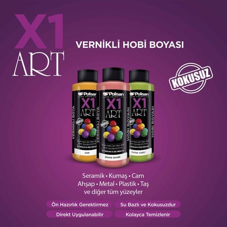 Polisan X1 Art Vernikli Hobi Boyası Siyah Orkide 120 ML