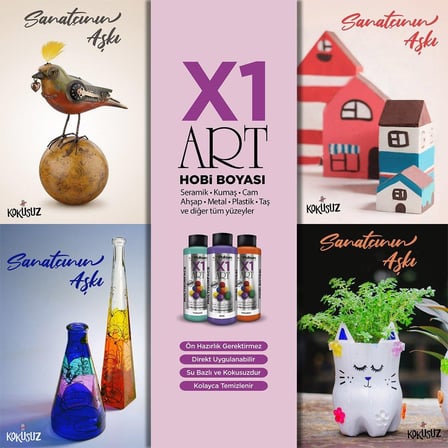 Polisan X1ART Multisurface Hobi Boyası 1000ml - 0002 Antik Beyaz