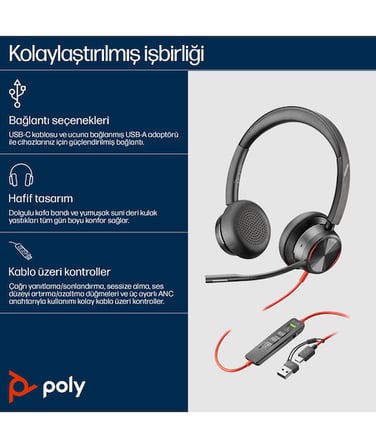 Poly BW 8225 Stereo USB-C HS +USB-C/A