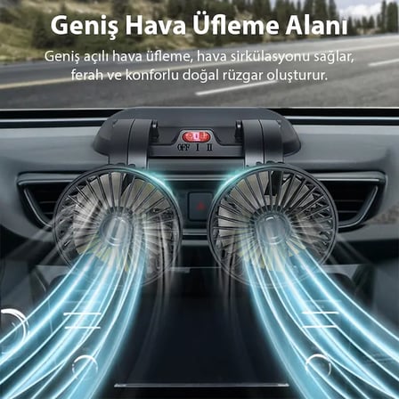ALLY F410 USB Çift Başlıklı Araç Fanı Oto Fan Vantilatör-(5775)