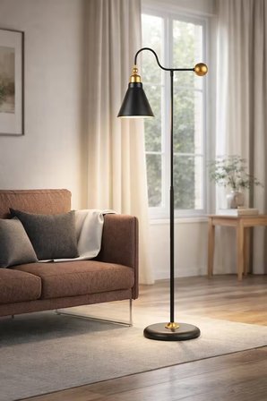 Ardine Siyah Metal Lambader – Ayarlanabilir Başlıklı Tarz Dekoratif Işık