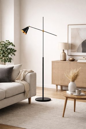 Axis Metal Lambader – Ayarlanabilir Başlık, Minimalist Dekoratif Tasarım, Gold Detaylı