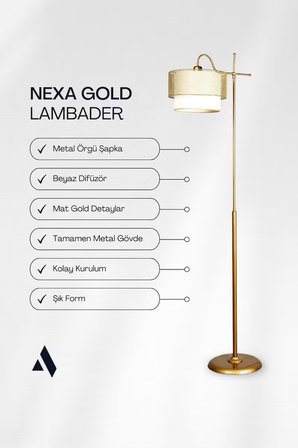 Nexa Eskitme Gold Lambader | Tel Örgü Başlık, Yumuşak Işık ve Zamansız Şıklık