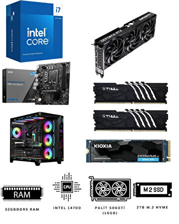 Alltech Super Star2 32X İ7 14700 32GB DDR5 2TB NVME M.2 RTX 5060Tİ Ekran Kartlı Oyuncu Bilgisayarı