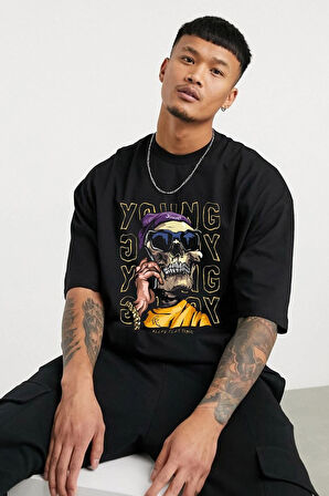 Oversize Rose Unisex Siyah T-shirt
