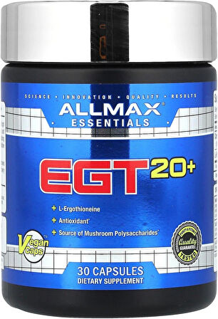 ALLMAX EGT20+ L-Ergothioneine Cordyceps Shiitake Source of Mushroom Polysaccharides 30 Vegan Caps