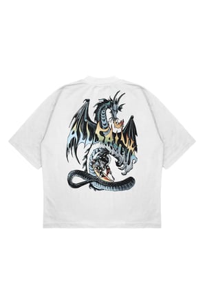 Unisex Oversize ALL SAINT DRAGON Baskılı Boxy Fit Kalın Kumaşlı (240gsm) T-shirt