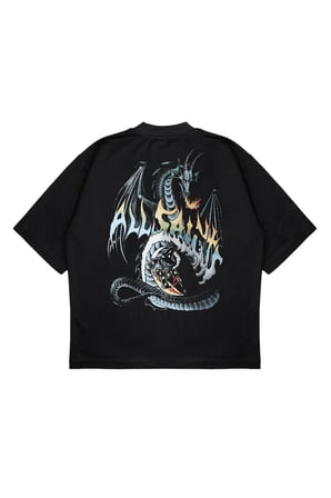 Unisex Oversize ALL SAINT DRAGON Baskılı Boxy Fit Kalın Kumaşlı (240gsm) T-shirt
