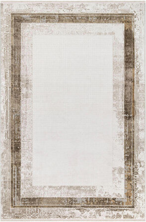 İpek Mekik Halı Allures Kahve Bej Çerçeve Desen Halı