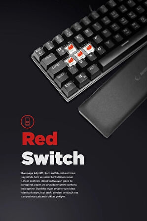 Rampage ALLY K11 Siyah 12 Işık Modlu Red Switch Mekanik Bilek Destekli Rainbow Antighosting Türkçe Q Gaming Oyuncu Klavyesi